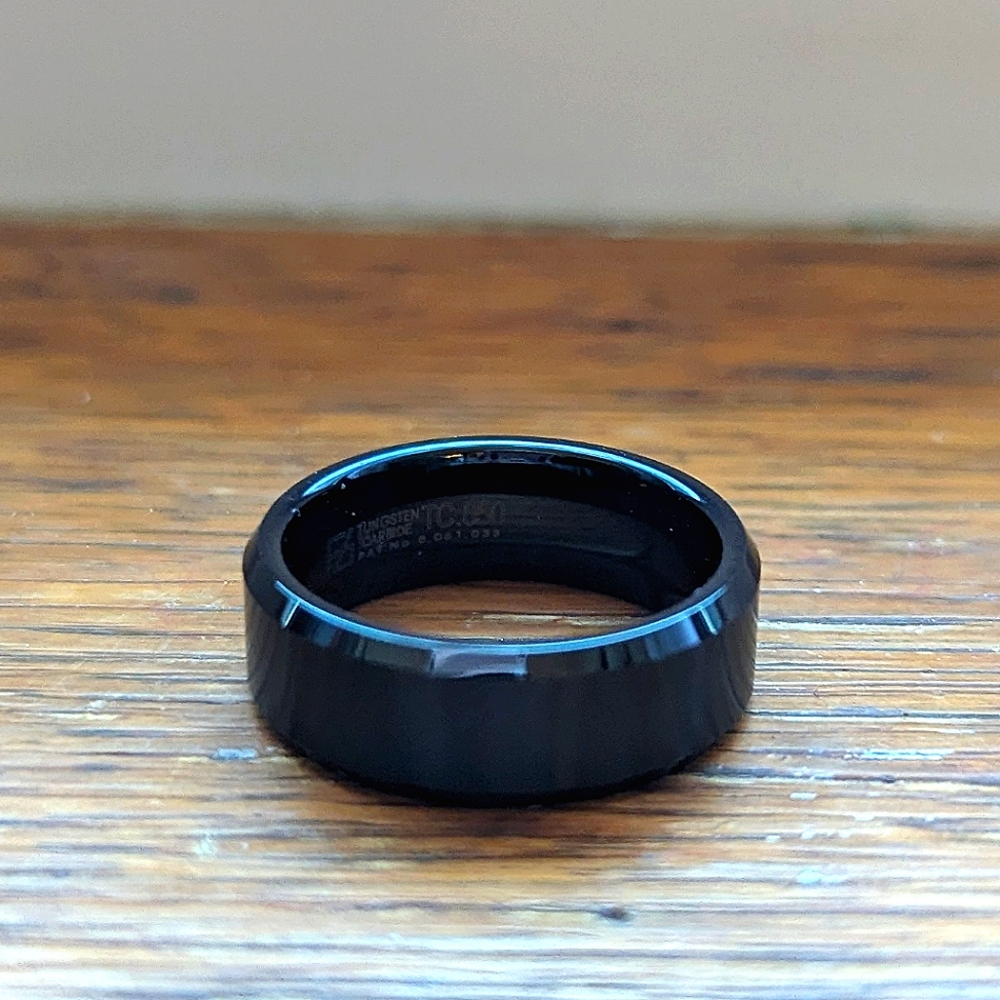 Black carbon men's wedding ring